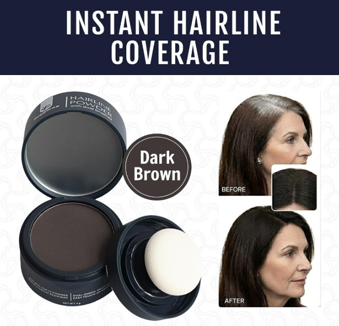 Dual Ended Dark Brown Hairline Powder, Grey Root Concealer — image 3